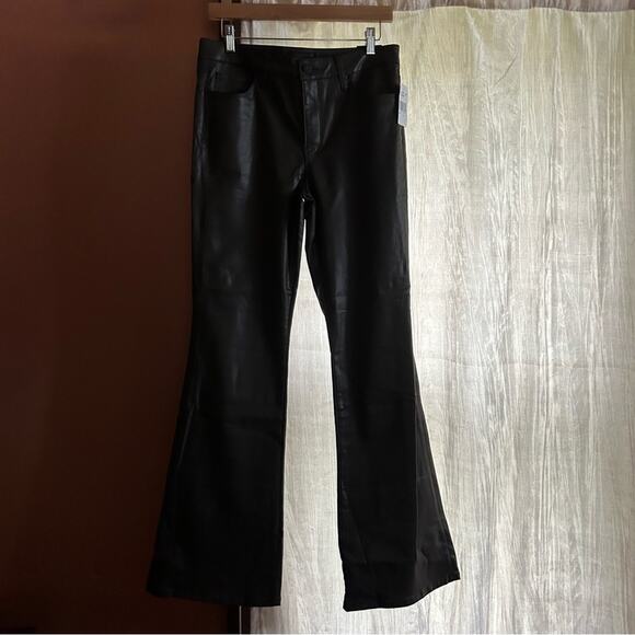 Kut from the Kloth Ana High Rise Fab Ab Flare Faux Leather Pants Brown NWT Sz 8 - Picture 3 of 9